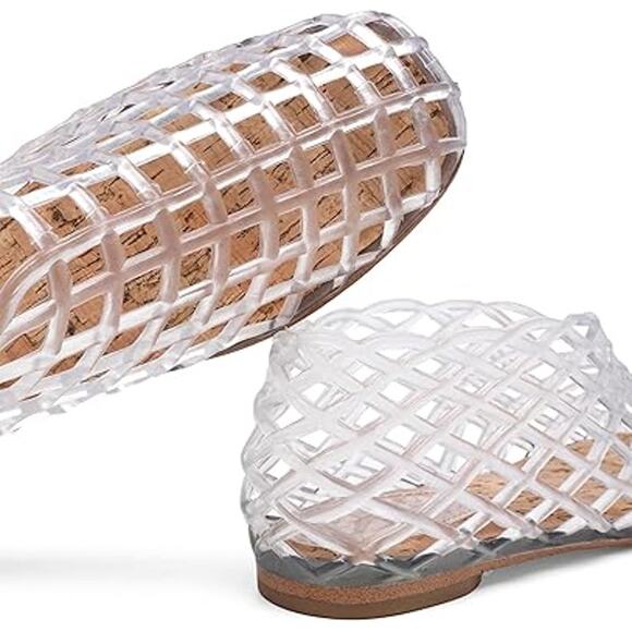 New Womens Size 10 Clear Jelly Slide On Low Heel Sandals Mesh Sandals Shoes - Picture 4 of 6
